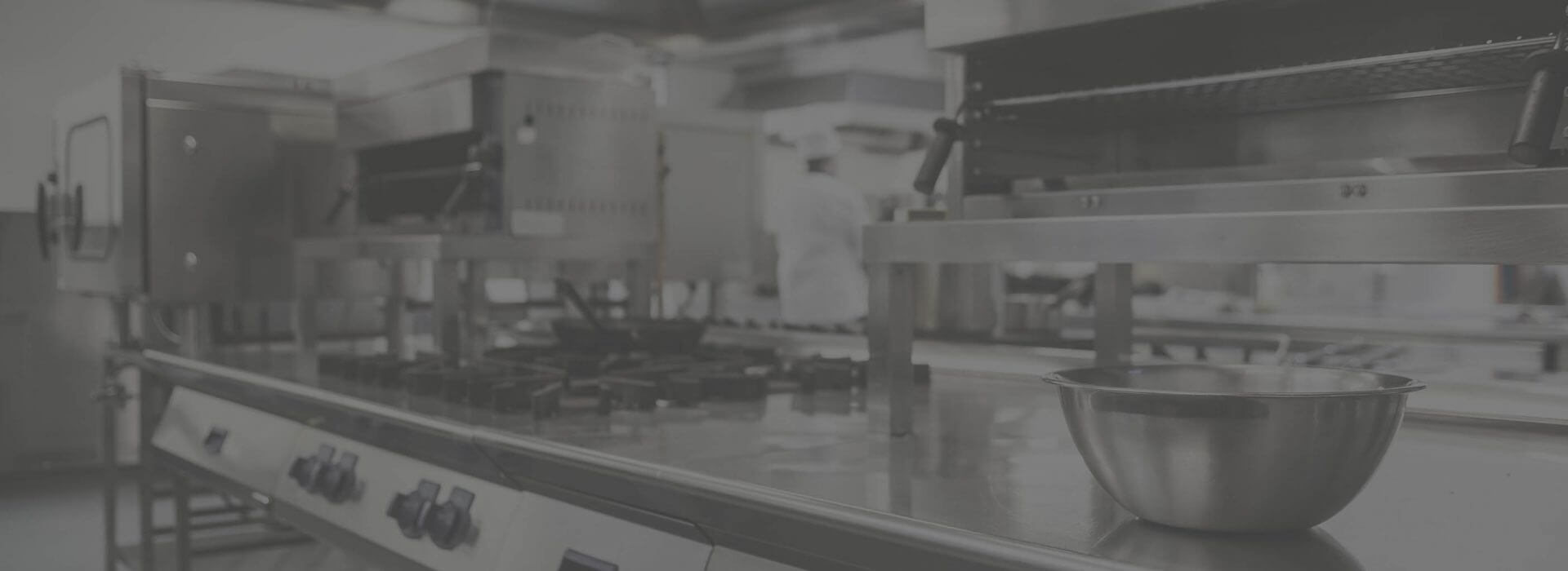 Work surface and kitchen equipment in professional kitchen