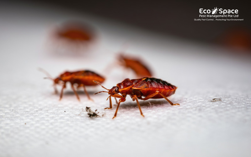 Close up of bed bugs on a mattress