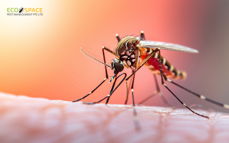 Aedes mosquito feeding on skin Aedes mosquito feeding on skin
