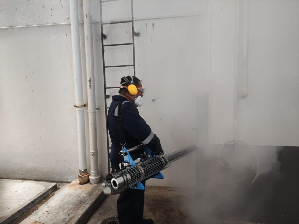 Pest control bin chute fogging in Singaporean condominium